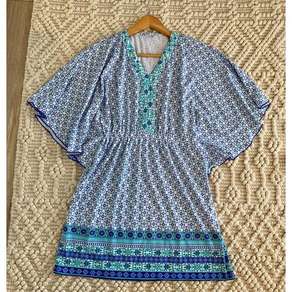 Cabana Life Blue Swim Coverup with Dramatic Sleeves - Picture 1 of 5